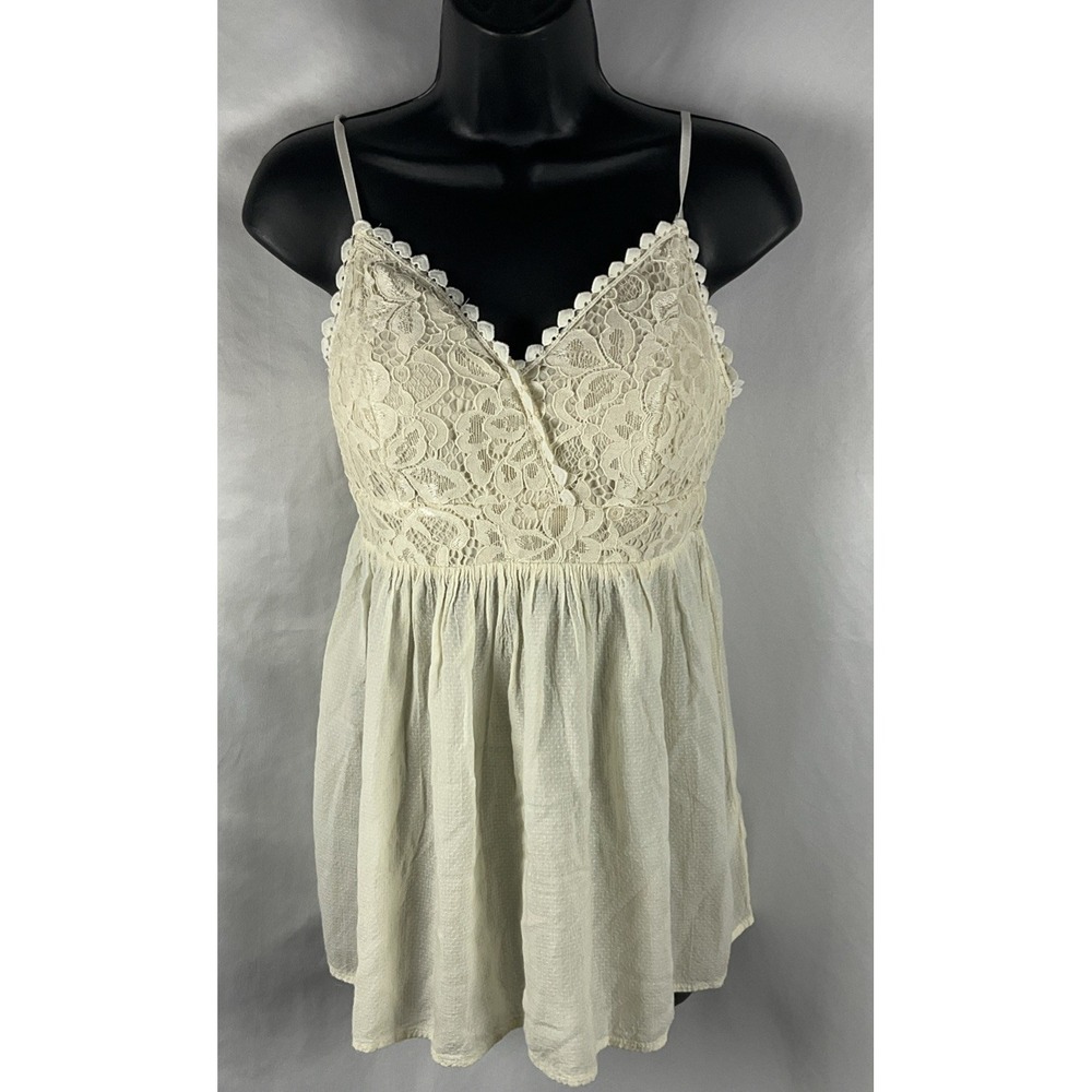 Easel Women's Large Ivory Lace Padded Babydoll Cami Adjustable Straps Boho Party